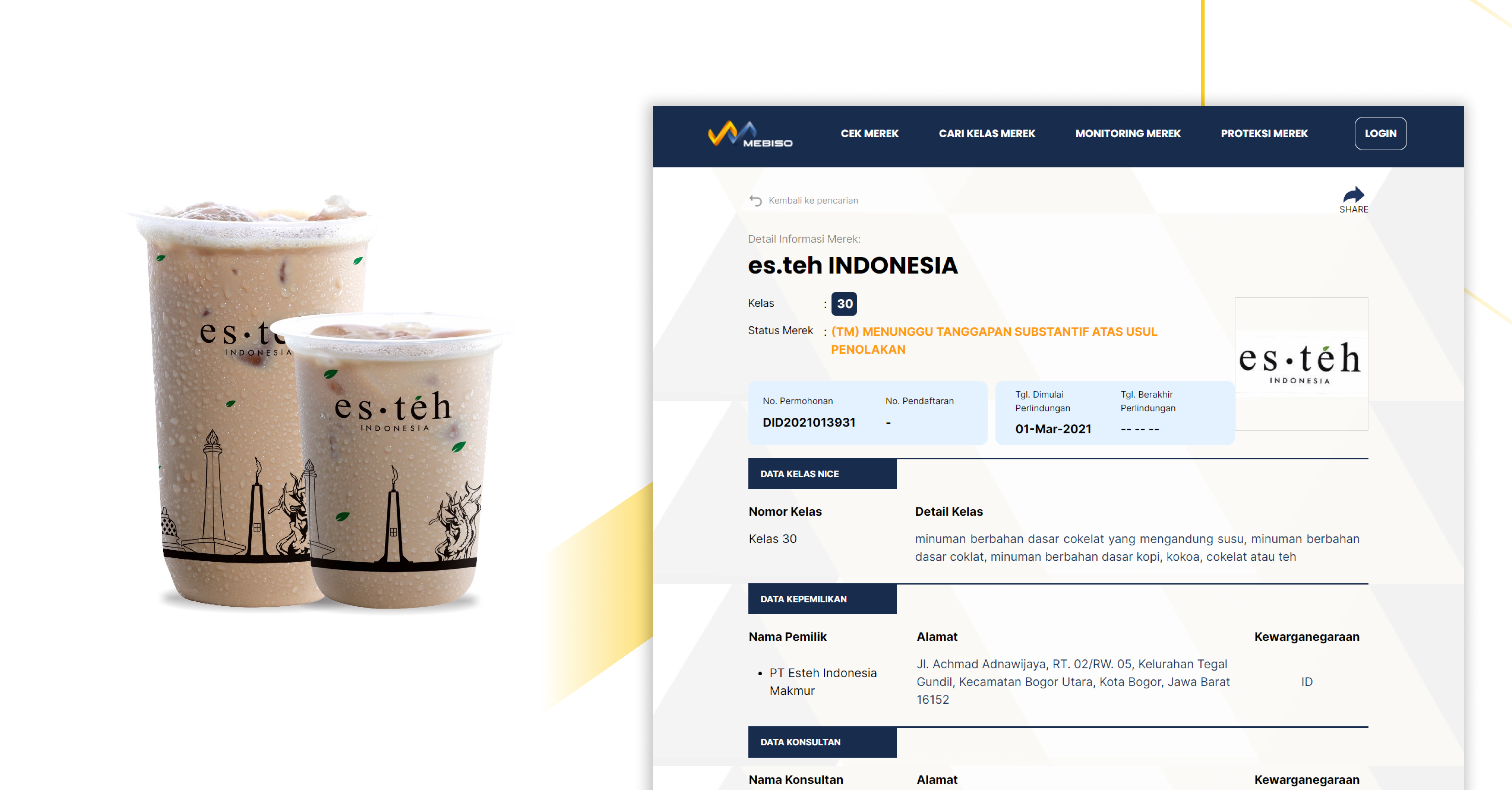 Contoh merek dagang minuman Esteh Indonesia