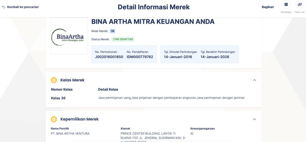 contoh merek jasa terdaftar