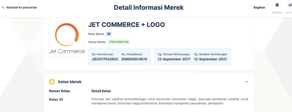 contoh logo terdaftar (jet commerce)