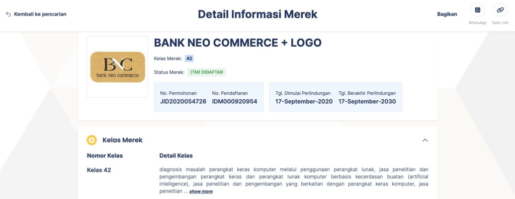 contoh logo terdaftar (bak neo commerce)