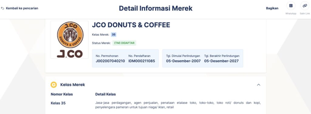 contoh logo terdaftar jco donuts dan coffee