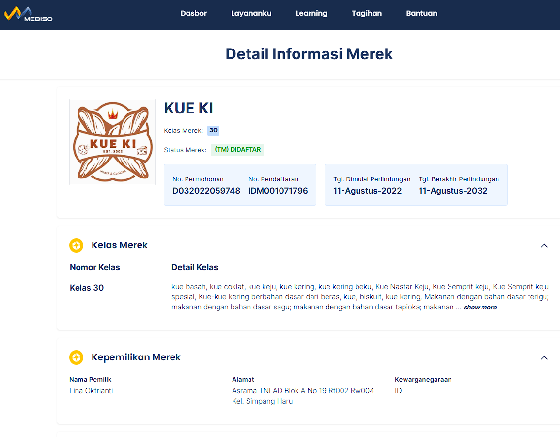 nama brand kue ki