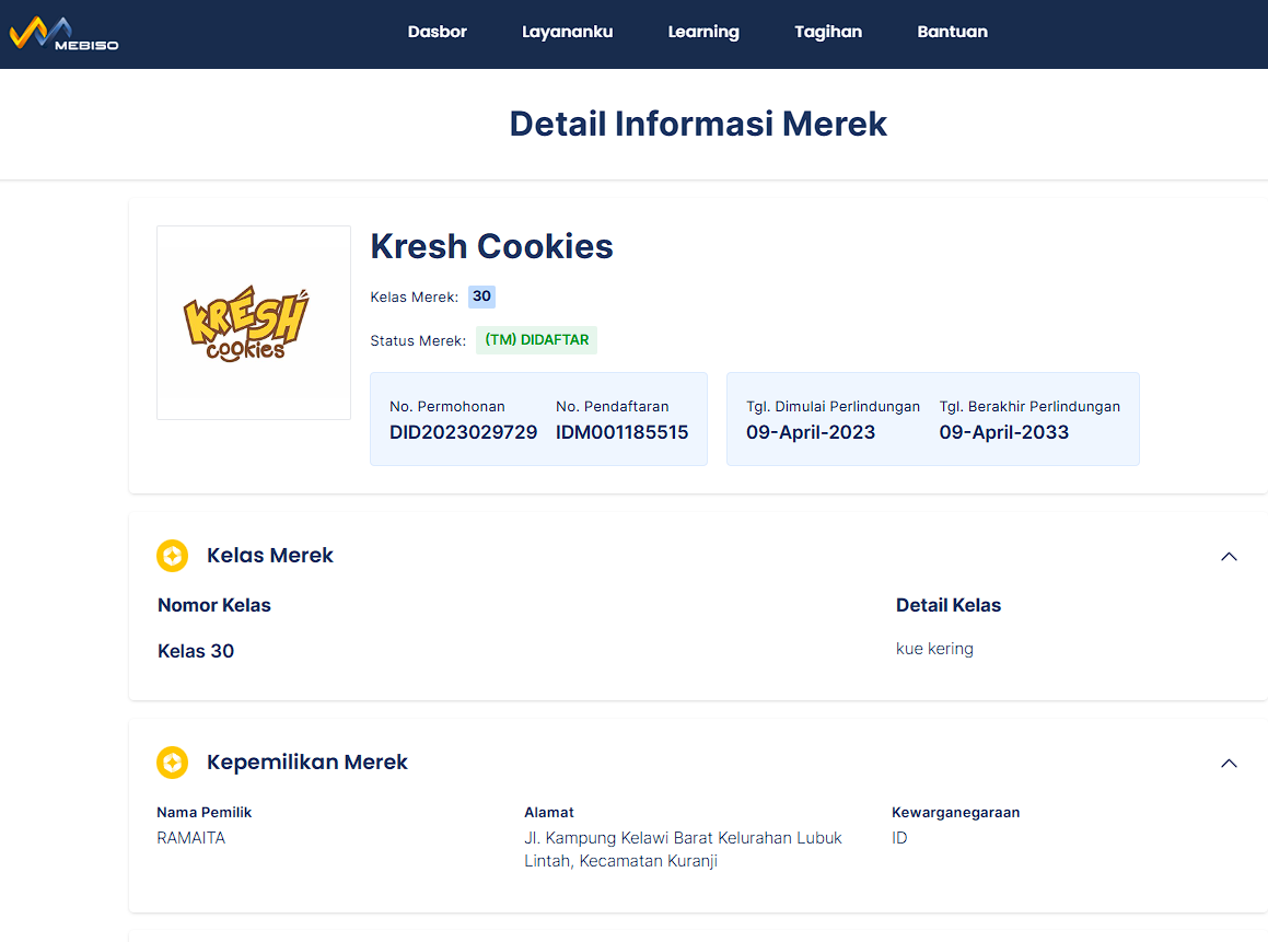 brand cookies terdaftar