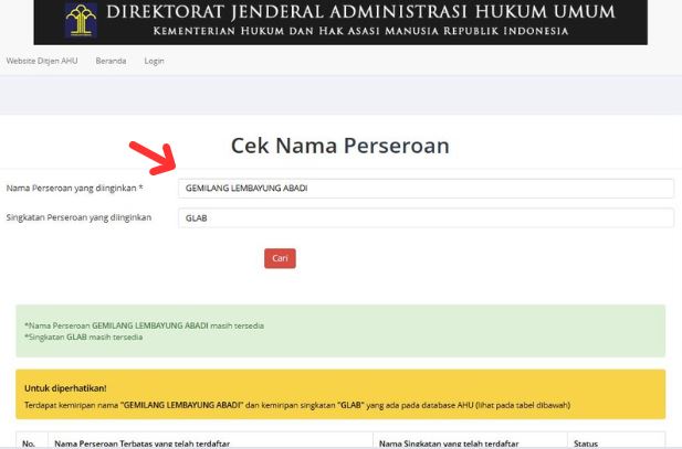 masukkan nama pt