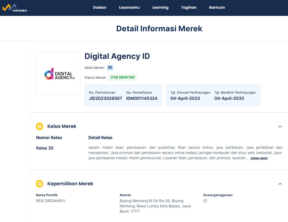 merek digital agency terdaftar