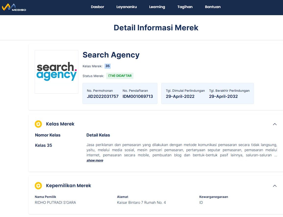 search agency merek agency terdaftar