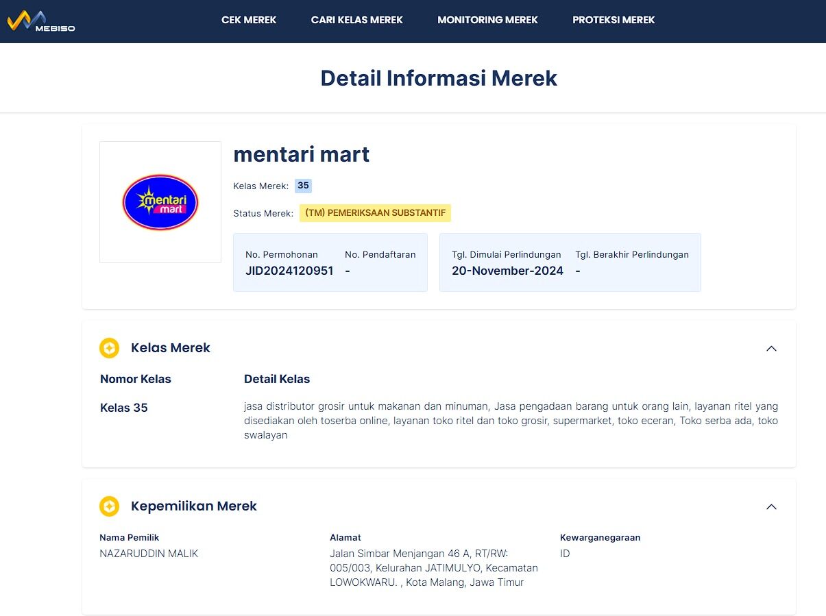 merek mentari mart